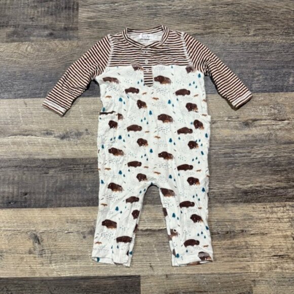 Angel Dear Buffalo Print Romper 6-12 Months - Picture 1 of 4